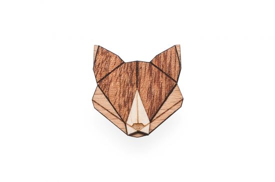 016 BeWooden: Fox Brooch - Liška - zn. BeWooden
